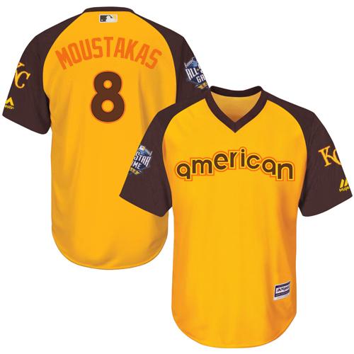 Kansas City Royals #8 Mike Moustakas Gold 2016 All-Star American League Stitched Youth Jersey Youth