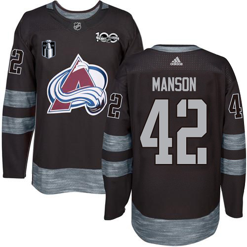 Adidas Colorado Avalanche #42 Josh Manson Black Youth 2022 Stanley Cup Final Patch 100th Anniversary Stitched Jersey Youth