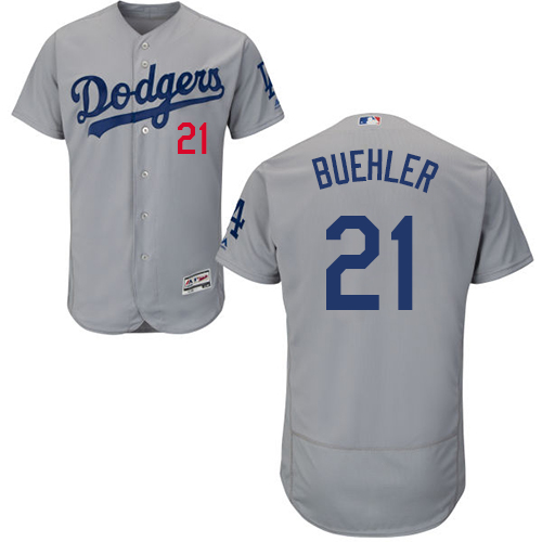 Los Angeles Dodgers #21 Walker Buehler Grey Flexbase Authentic Collection Stitched Jersey Men's