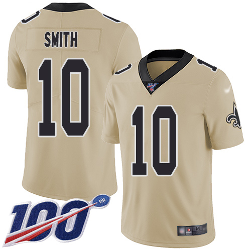 New Orleans Saints #10 Tre'Quan Smith Gold Men's Stitched Limited Inverted Legend 100th Season Jersey Men's