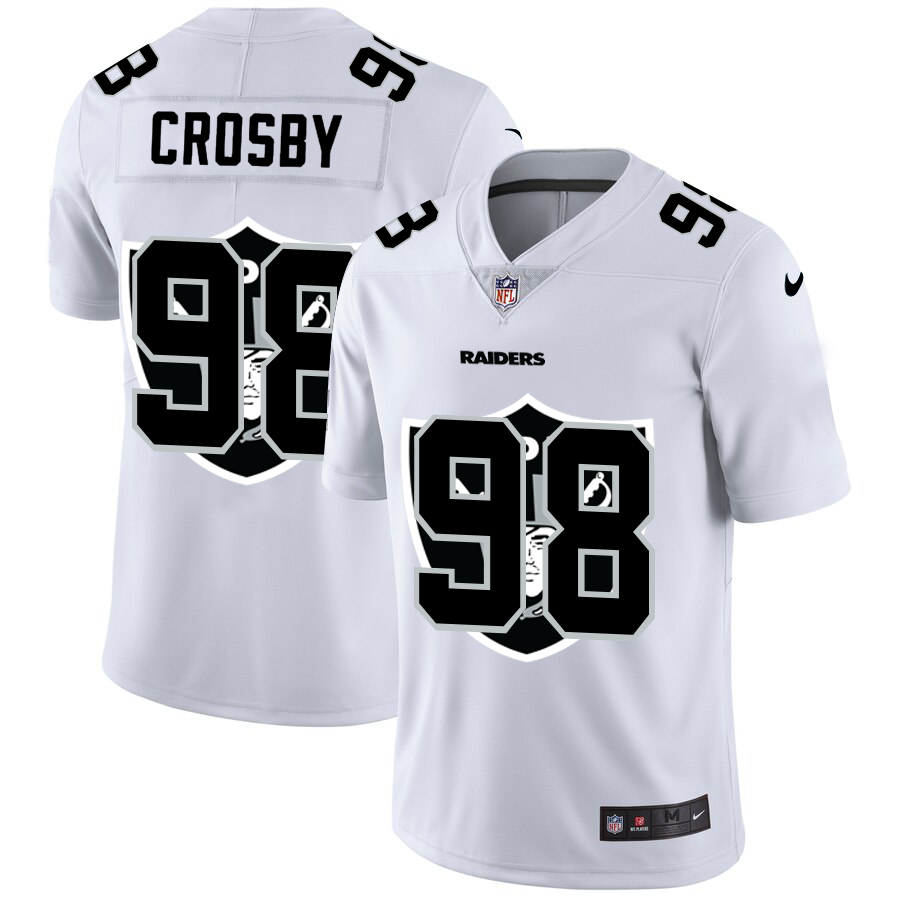 Las Vegas Raiders #98 Maxx Crosby White Men's Team Logo Dual Overlap Limited Jersey