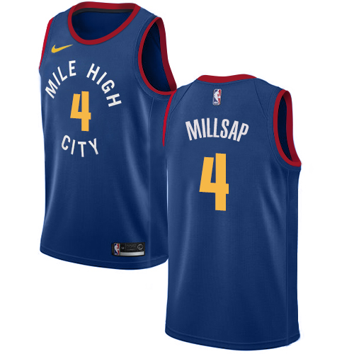 Denver Nuggets #4 Paul Millsap Blue Swingman Statement Edition Jersey Mens