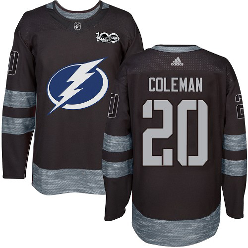 Adidas Tampa Bay Lightning #20 Blake Coleman Black 1917-2017 100th Anniversary Stitched Jersey Men's