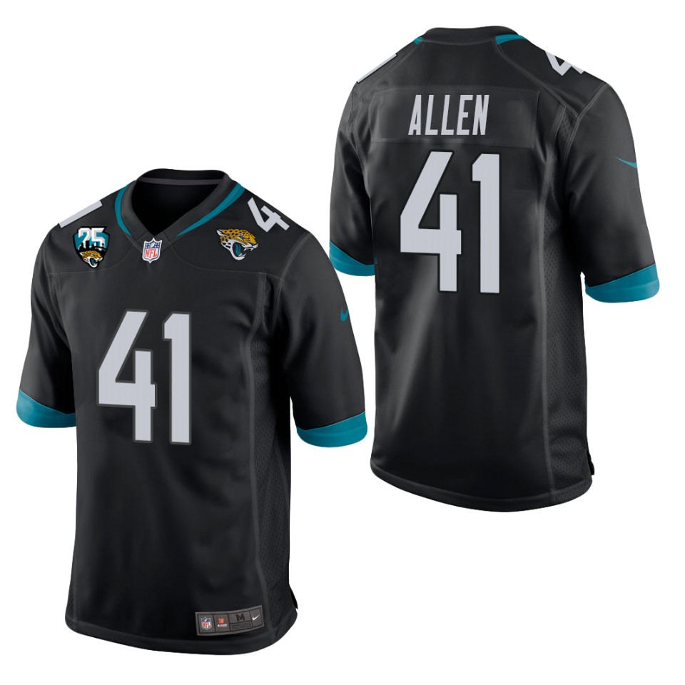 Jaguars #41 Josh Allen Black 25th Anniversary Vapor Limited Stitched 100th Season Jersey