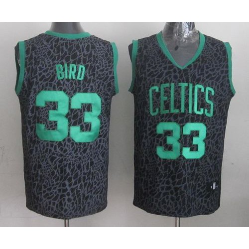Boston Celtics #33 Larry Bird Black Crazy Light Stitched Jersey Mens
