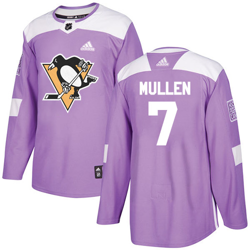 Adidas Pittsburgh Penguins #7 Joe Mullen Purple Authentic Fights Cancer Stitched Jersey Men's