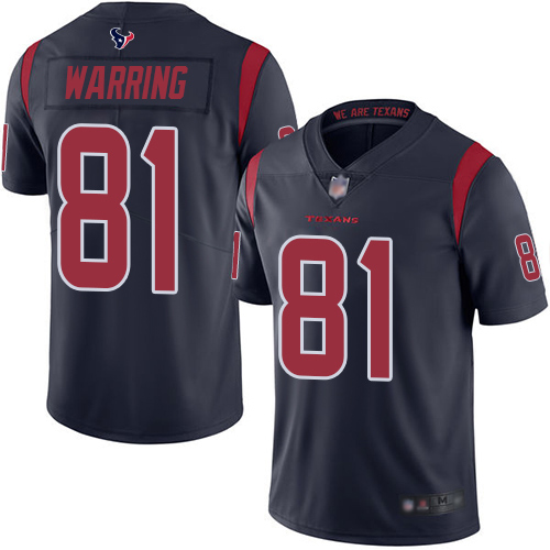 Houston Texans #81 Kahale Warring Navy Blue Youth Stitched Limited Rush Jersey Youth