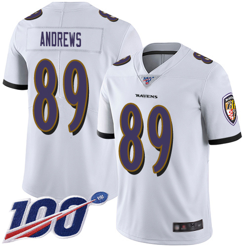 Baltimore Ravens #89 Mark Andrews White Men's Stitched 100th Season Vapor Limited Jersey Men's