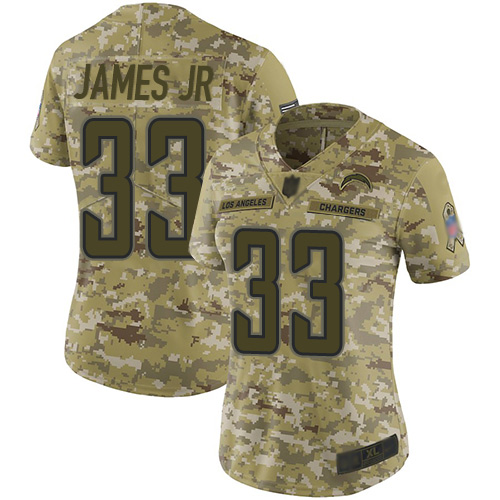 Chargers #33 Derwin James Jr Camo Women's Stitched Limited 2018 Salute To Service Jersey
