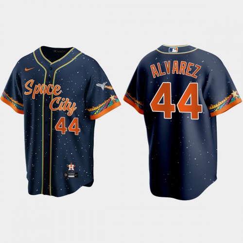 Houston Houston Astros #44 Yordan Alvarez Navy Men's 2021 City Connect Replica Jersey Men's