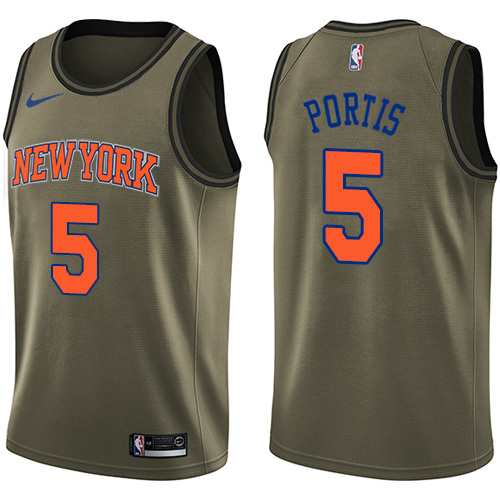 New York Knicks #5 Bobby Portis Green Swingman Salute to Service Jersey Mens