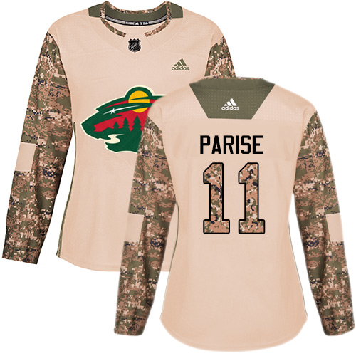 Adidas Minnesota Wild #11 Zach Parise Camo Authentic 2017 Veterans Day Women's Stitched Jersey Womens