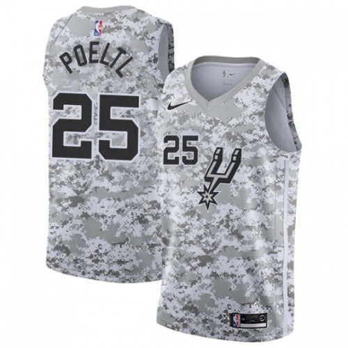 San Antonio Spurs #25 Jakob Poeltl White Camo Womens Swingman Earned Edition Jersey Womens
