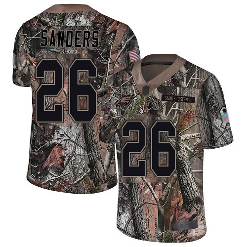 Eagles #26 Miles Sanders Camo Youth Stitched Limited Rush Realtree Jersey