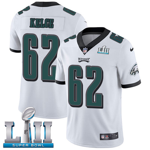 Eagles #62 Jason Kelce White Super Bowl LII Men's Stitched Vapor Untouchable Limited Jersey