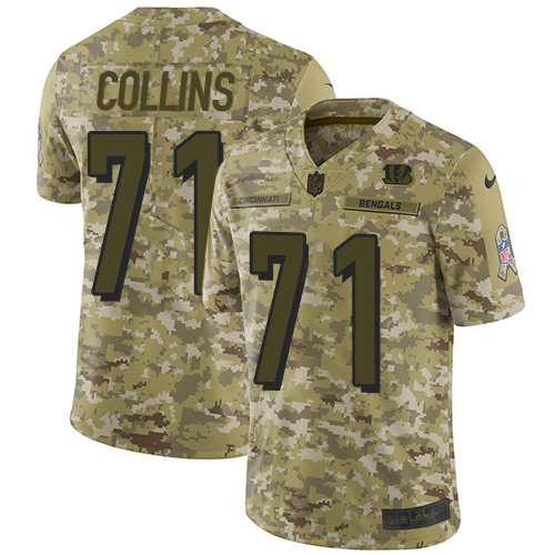 Bengals #71 La'el Collins Camo Youth Stitched Limited 2018 Salute To Service Jersey
