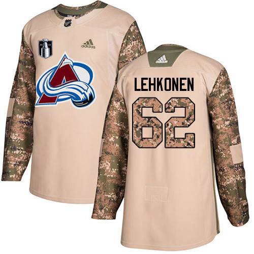 Adidas Colorado Avalanche #62 Artturi Lehkonen Camo 2022 Stanley Cup Final Patch Authentic Veterans Day Stitched Jersey Men's
