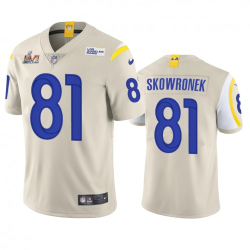 Los Angeles Los Angeles Rams #81 Ben Skowronek Men's Super Bowl LVI Patch Vapor Limited Jersey - Bone Men's