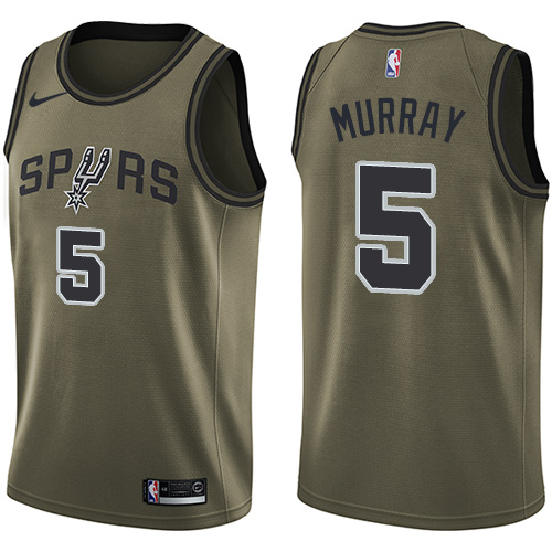 San Antonio Spurs #5 Dejounte Murray Green Salute to Service Youth Swingman Jersey Youth