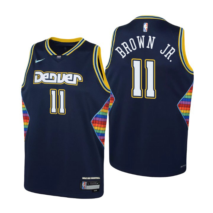 Denver Nuggets #11 Bruce Brown Jr. Youth Navy 2021/22 Swingman Jersey - City Edition