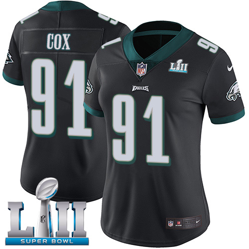 Philadelphia Eagles #91 Fletcher Cox Black Alternate Super Bowl LII Women's Stitched Vapor Untouchable Limited Jersey Womens