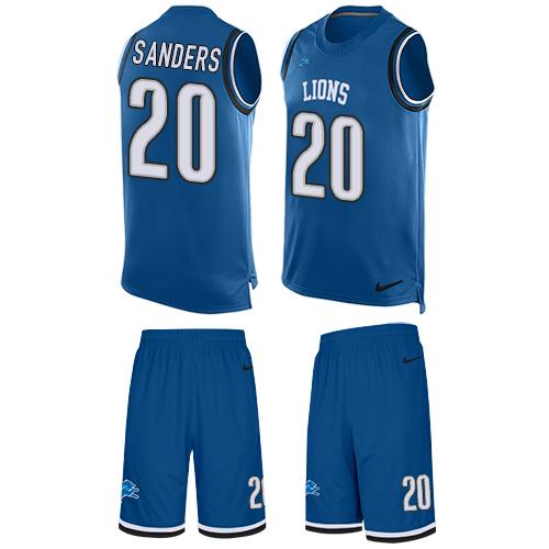 Lions #20 Barry Sanders Blue Team Color Men's Stitched Limited Tank Top Suit Jersey