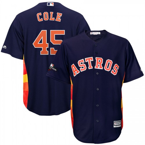 Houston Houston Astros #45 Gerrit Cole Majestic 2019 Postseason Official Cool Base Player Jersey Navy Men's