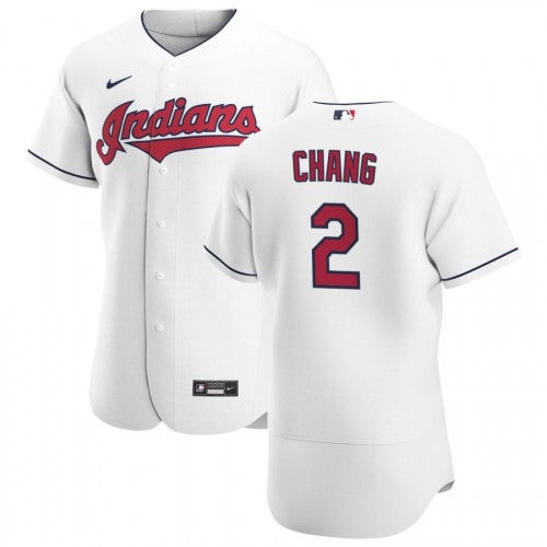 Cleveland Guardians #2 Yu Chang Men's White Home 2020 Authentic Team Jersey Men's