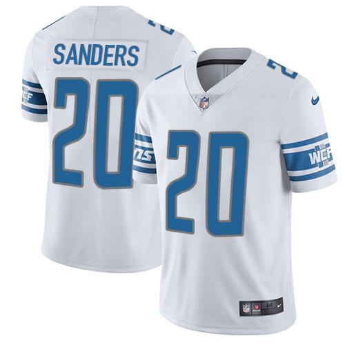 Lions #20 Barry Sanders White Men's Stitched Vapor Untouchable Limited Jersey