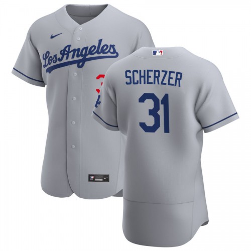 Los Angeles Los Angeles Dodgers #31 Max Scherzer Men's Gray Road 2020 Authentic Team Jersey Men's