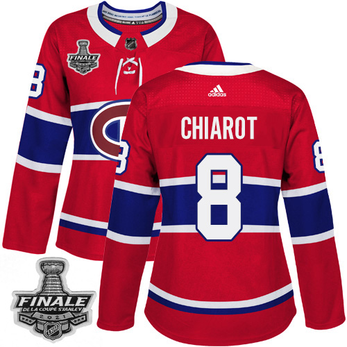 Adidas Montreal Canadiens #8 Ben Chiarot Red Home Authentic Women's 2021 Stanley Cup Final Patch Jersey Womens