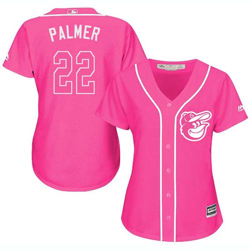 Baltimore Orioles #22 Jim Palmer Pink Fashion Women's Stitched Jersey Womens