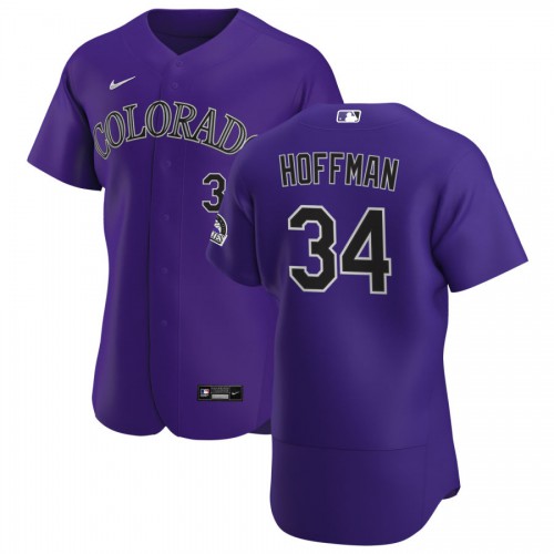 Colorado Colorado Rockies #34 Jeff Hoffman Men's Purple Alternate 2020 Authentic Player Jersey Men's