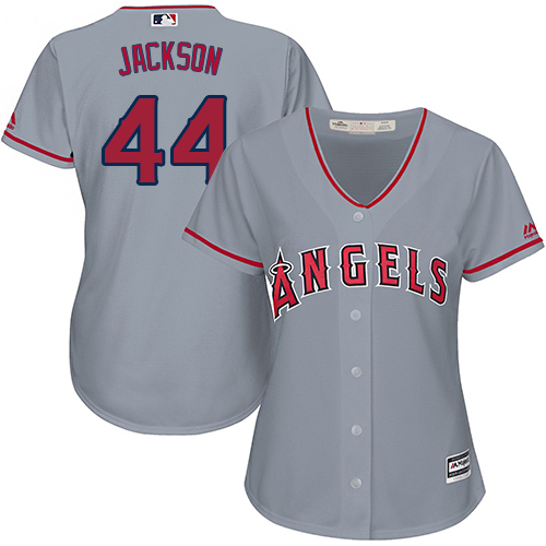 Los Angeles Angels #44 Reggie Jackson Grey Road Women's Stitched Jersey Womens