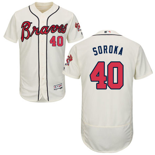 Atlanta Braves #40 Mike Soroka Cream Flexbase Authentic Collection Stitched Jersey Men's
