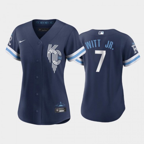 Kansas City Kansas City Royals #7 Bobby Witt Jr. Women's Replica 2022 City Connect Navy Jersey Womens