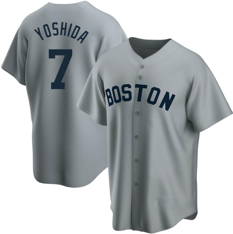 Men's Youth Women's Boston Red Sox #7 Masataka Yoshida Road Cooperstown Collection Jersey - Gray