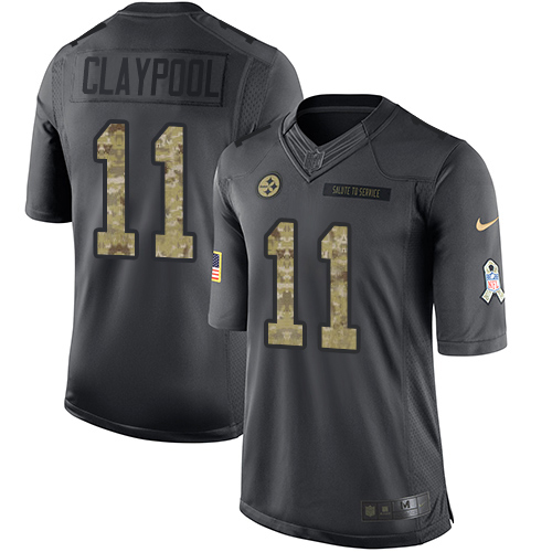Pittsburgh Steelers #11 Chase Claypool Black Youth Stitched Limited 2016 Salute to Service Jersey Youth