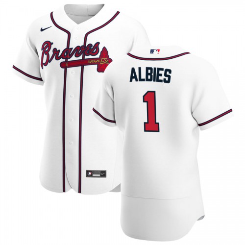 Atlanta Atlanta Braves #1 Ozzie Albies Men's White Home 2020 Authentic Player Jersey Men's
