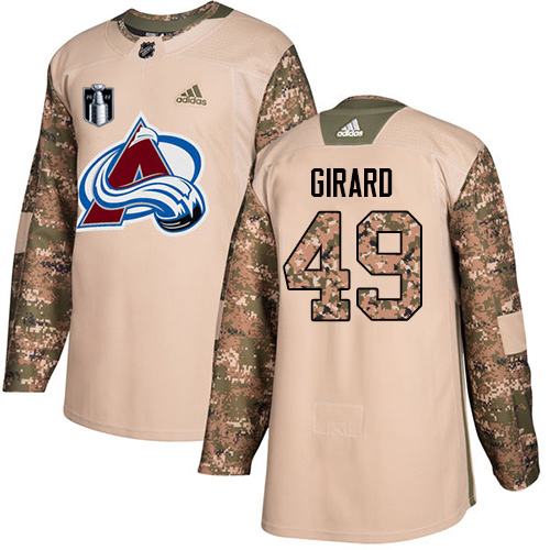 Adidas Colorado Avalanche #49 Samuel Girard Camo 2022 Stanley Cup Final Patch Authentic Veterans Day Stitched Jersey Men's