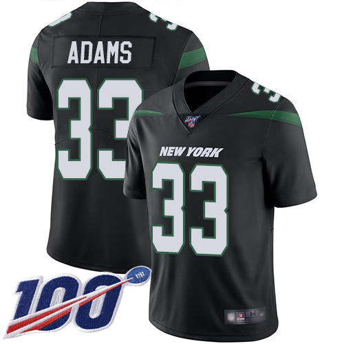 New York Jets #33 Jamal Adams Black Alternate Men's Stitched 100th Season Vapor Limited Jersey Men's