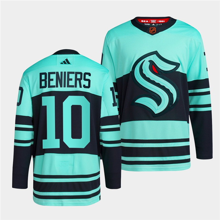 Seattle Kraken #10 Matty Beniers Men's Adidas Reverse Retro 2.0 Authentic Player Jersey - Blue