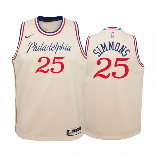 Philadelphia 76ers #25 Ben Simmons Youth Unveil 2019-20 City Edition Swingman Jersey Cream White Youth