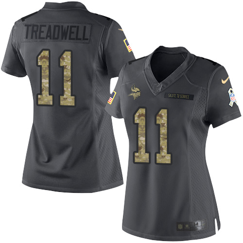 Minnesota Vikings #11 Laquon Treadwell Black Women's Stitched Limited 2016 Salute To Service Jersey Womens