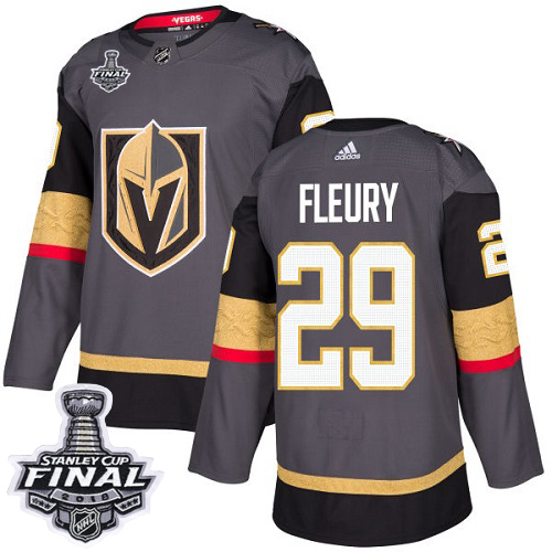 Adidas Golden Vegas Golden Knights #29 Marc-Andre Fleury Grey Home Authentic 2018 Stanley Cup Final Stitched Youth Jersey Youth