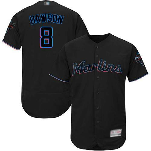 Miami Marlins #8 Andre Dawson Black Flexbase Authentic Collection Stitched Jersey Men's