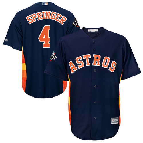 Houston Astros #4 George Springer Navy Blue Cool Base 2019 World Series Bound Stitched Youth Jersey Youth