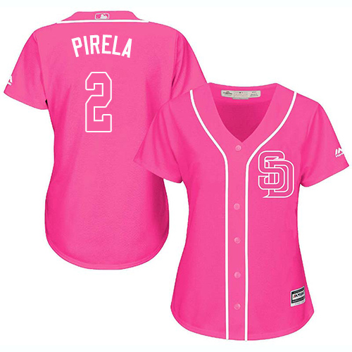 San Diego Padres #2 Jose Pirela Pink Fashion Women's Stitched Jersey Womens