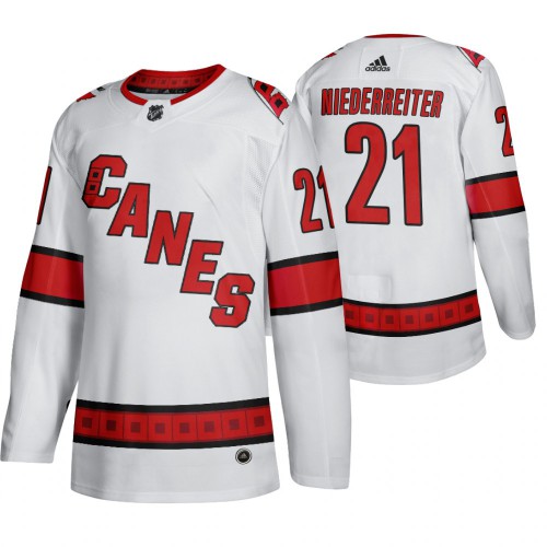 Carolina Carolina Hurricanes #21 Nino Niederreiter Men's 2019-20 Away Authentic Player White Stitched Jersey Men's