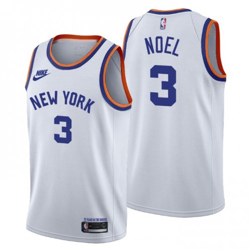 New York New York Knicks #3 Nerlens Noel Mens Releases Classic Edition 75th Anniversary Jersey White Mens